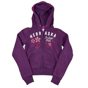 vintage y2k 2000s H&M Nebraska zip up hoodie abercrombie aeropostale style XXS
